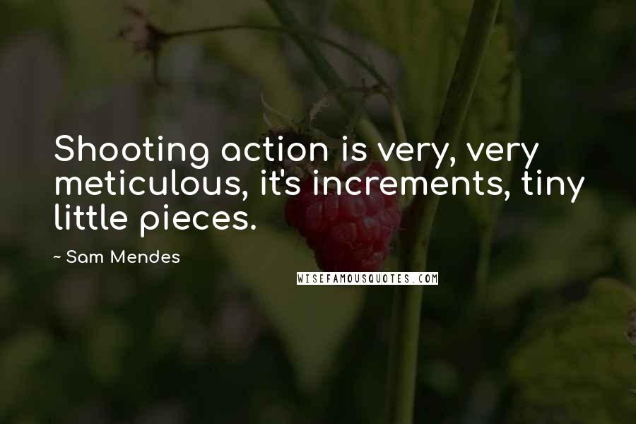 Sam Mendes Quotes: Shooting action is very, very meticulous, it's increments, tiny little pieces.
