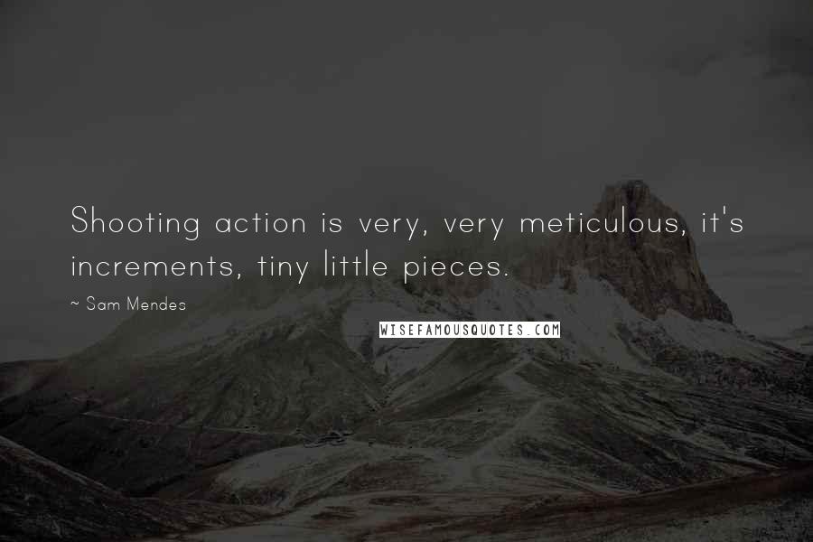 Sam Mendes Quotes: Shooting action is very, very meticulous, it's increments, tiny little pieces.