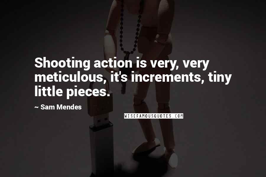 Sam Mendes Quotes: Shooting action is very, very meticulous, it's increments, tiny little pieces.