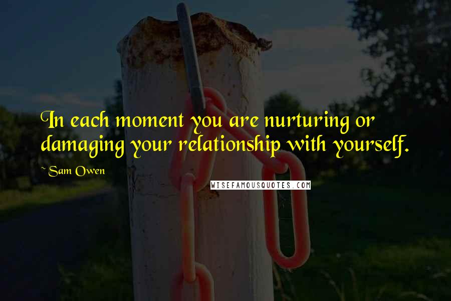 Sam Owen Quotes: In each moment you are nurturing or damaging your relationship with yourself.