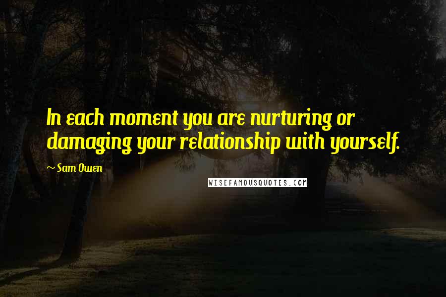 Sam Owen Quotes: In each moment you are nurturing or damaging your relationship with yourself.