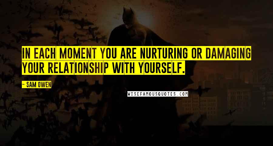 Sam Owen Quotes: In each moment you are nurturing or damaging your relationship with yourself.