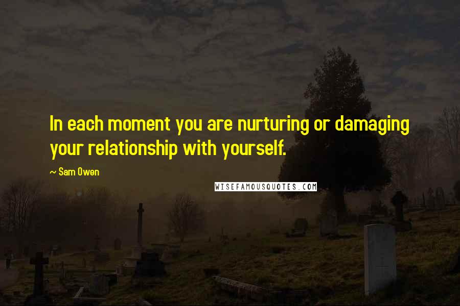 Sam Owen Quotes: In each moment you are nurturing or damaging your relationship with yourself.