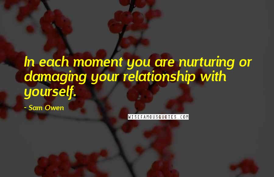 Sam Owen Quotes: In each moment you are nurturing or damaging your relationship with yourself.