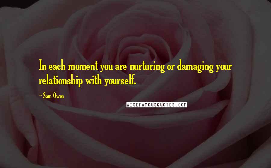 Sam Owen Quotes: In each moment you are nurturing or damaging your relationship with yourself.