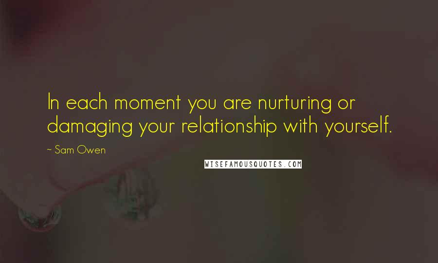 Sam Owen Quotes: In each moment you are nurturing or damaging your relationship with yourself.