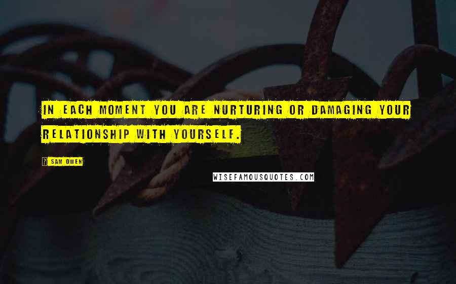 Sam Owen Quotes: In each moment you are nurturing or damaging your relationship with yourself.