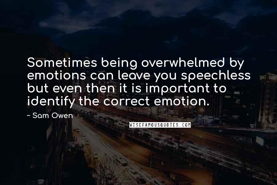 Sam Owen Quotes: Sometimes being overwhelmed by emotions can leave you speechless but even then it is important to identify the correct emotion.