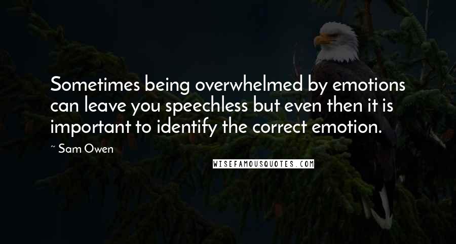 Sam Owen Quotes: Sometimes being overwhelmed by emotions can leave you speechless but even then it is important to identify the correct emotion.