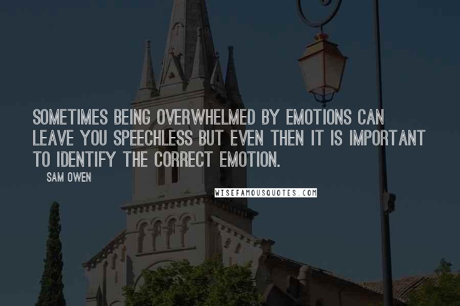 Sam Owen Quotes: Sometimes being overwhelmed by emotions can leave you speechless but even then it is important to identify the correct emotion.