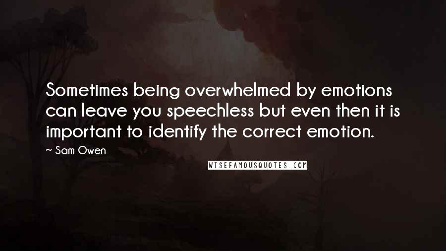 Sam Owen Quotes: Sometimes being overwhelmed by emotions can leave you speechless but even then it is important to identify the correct emotion.