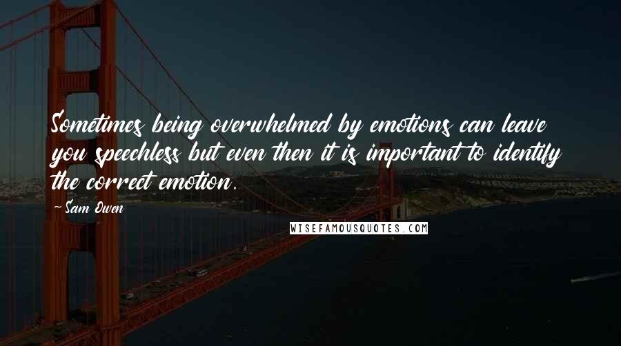 Sam Owen Quotes: Sometimes being overwhelmed by emotions can leave you speechless but even then it is important to identify the correct emotion.