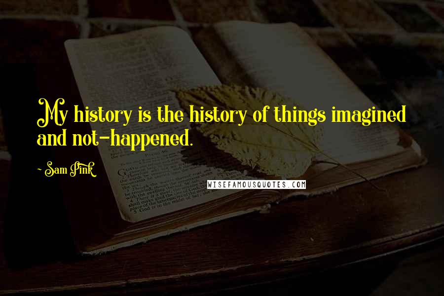 Sam Pink Quotes: My history is the history of things imagined and not-happened.
