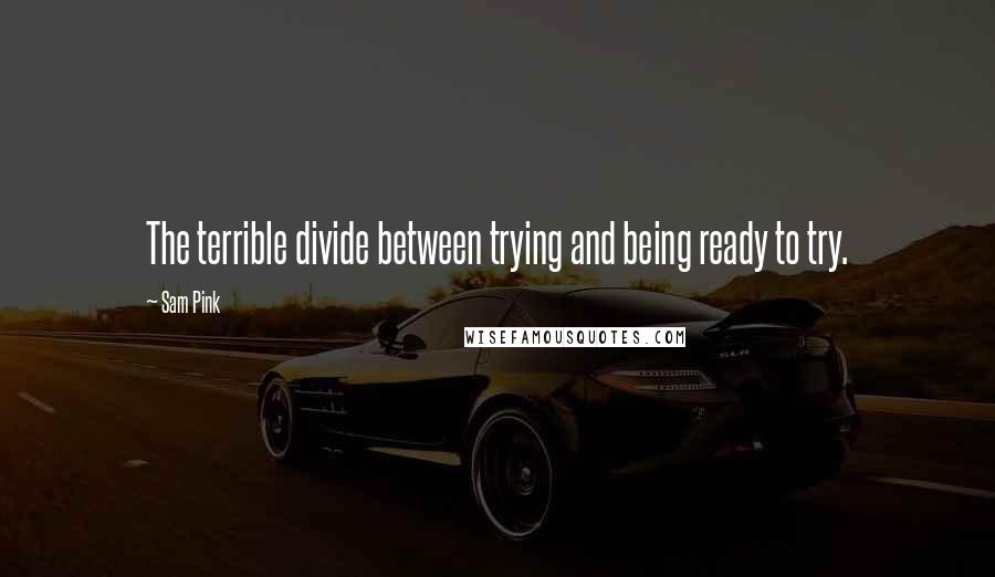 Sam Pink Quotes: The terrible divide between trying and being ready to try.