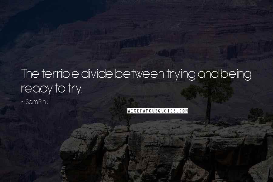 Sam Pink Quotes: The terrible divide between trying and being ready to try.