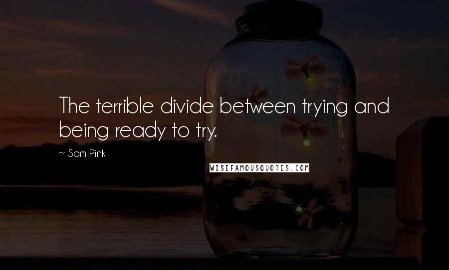 Sam Pink Quotes: The terrible divide between trying and being ready to try.