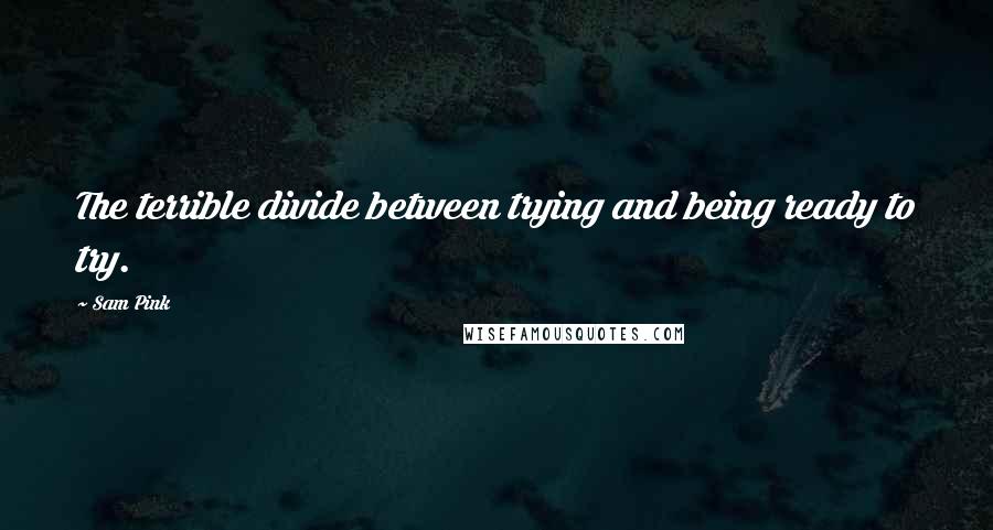 Sam Pink Quotes: The terrible divide between trying and being ready to try.