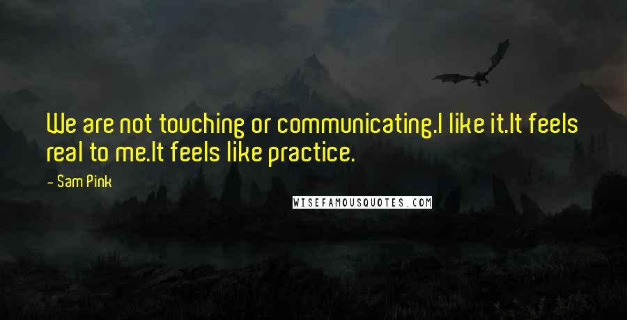 Sam Pink Quotes: We are not touching or communicating.I like it.It feels real to me.It feels like practice.
