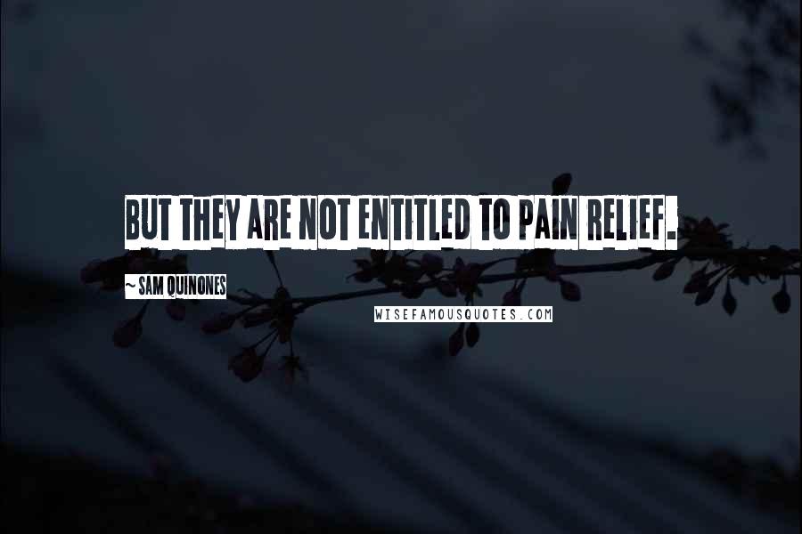 Sam Quinones Quotes: But they are not entitled to pain relief.