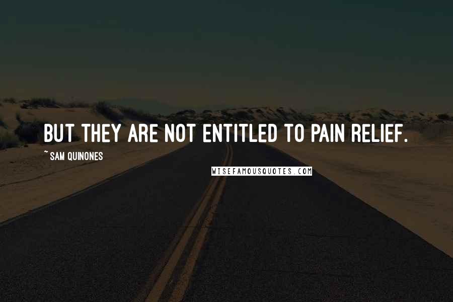 Sam Quinones Quotes: But they are not entitled to pain relief.