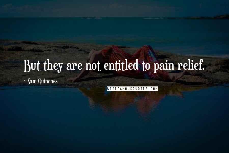 Sam Quinones Quotes: But they are not entitled to pain relief.