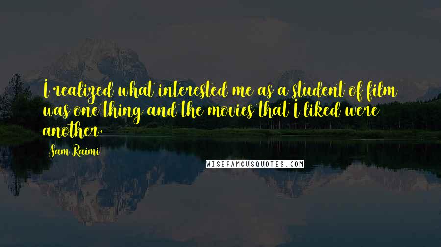 Sam Raimi Quotes: I realized what interested me as a student of film was one thing and the movies that I liked were another.