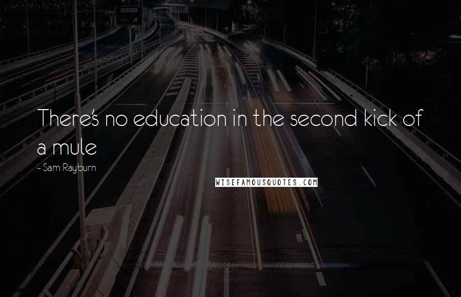 Sam Rayburn Quotes: There's no education in the second kick of a mule