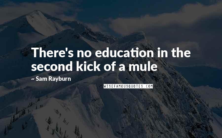 Sam Rayburn Quotes: There's no education in the second kick of a mule