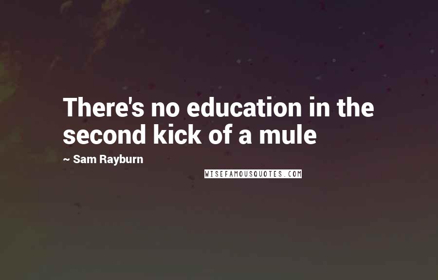 Sam Rayburn Quotes: There's no education in the second kick of a mule