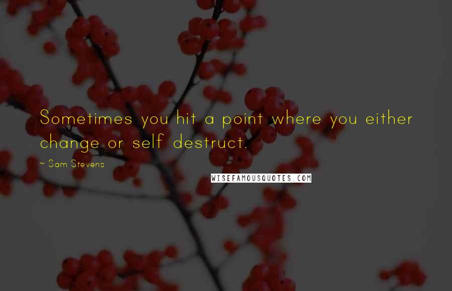 Sam Stevens Quotes: Sometimes you hit a point where you either change or self destruct.