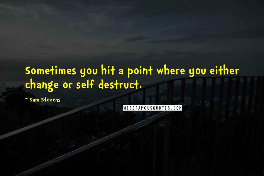 Sam Stevens Quotes: Sometimes you hit a point where you either change or self destruct.