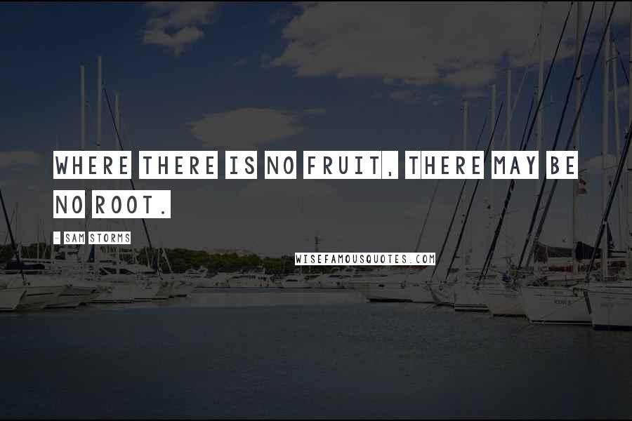 Sam Storms Quotes: Where there is no fruit, there may be no root.