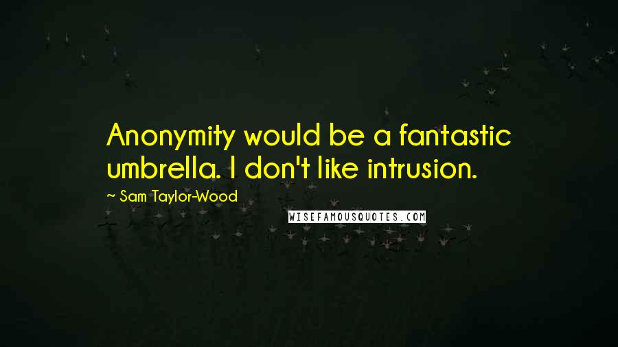 Sam Taylor-Wood Quotes: Anonymity would be a fantastic umbrella. I don't like intrusion.