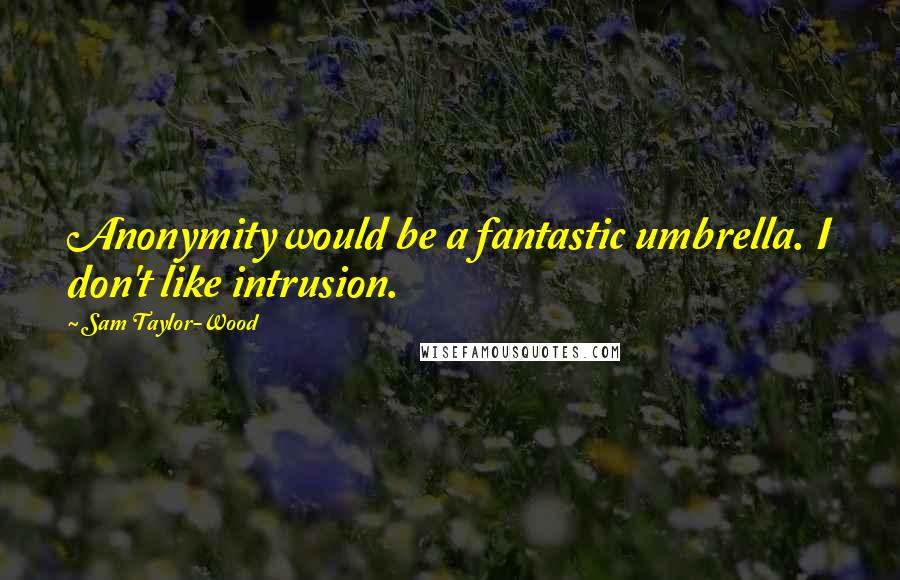 Sam Taylor-Wood Quotes: Anonymity would be a fantastic umbrella. I don't like intrusion.