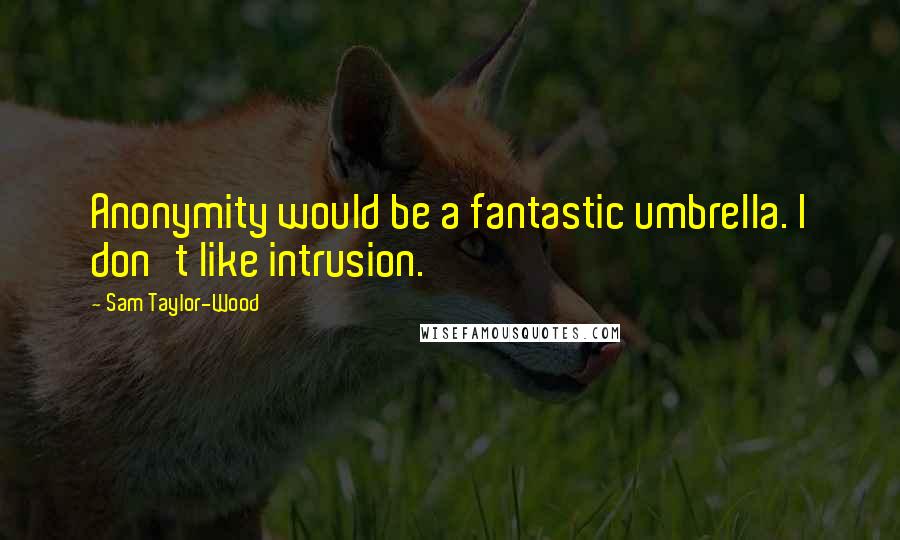 Sam Taylor-Wood Quotes: Anonymity would be a fantastic umbrella. I don't like intrusion.
