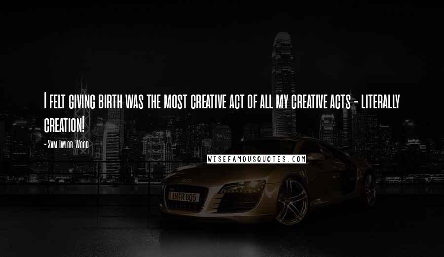 Sam Taylor-Wood Quotes: I felt giving birth was the most creative act of all my creative acts - literally creation!