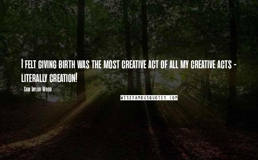 Sam Taylor-Wood Quotes: I felt giving birth was the most creative act of all my creative acts - literally creation!