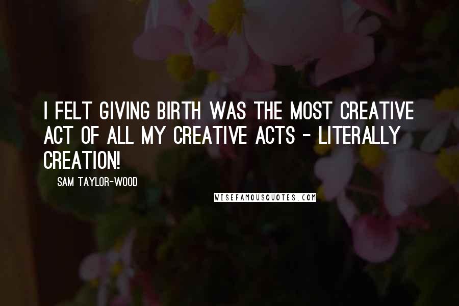 Sam Taylor-Wood Quotes: I felt giving birth was the most creative act of all my creative acts - literally creation!