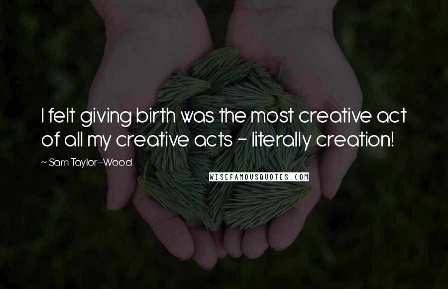 Sam Taylor-Wood Quotes: I felt giving birth was the most creative act of all my creative acts - literally creation!