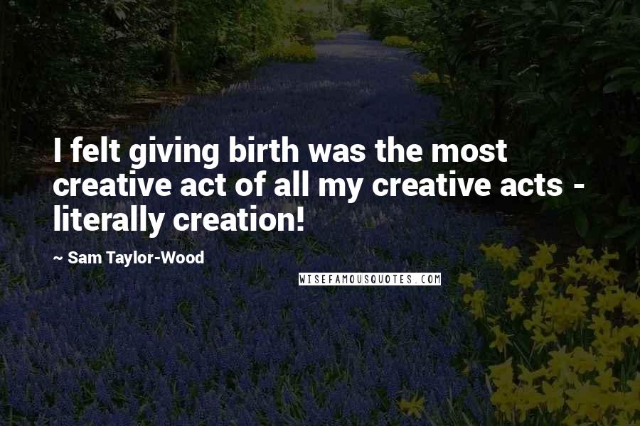 Sam Taylor-Wood Quotes: I felt giving birth was the most creative act of all my creative acts - literally creation!