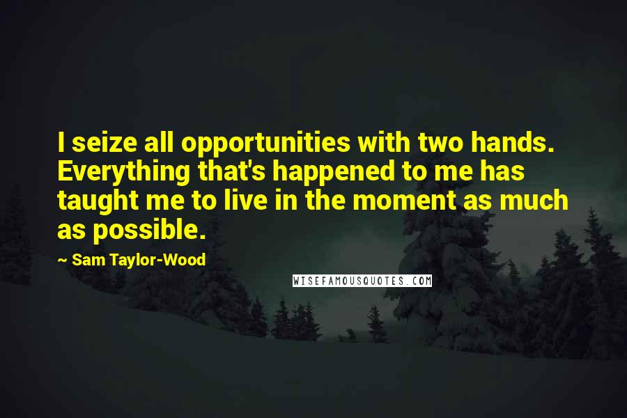 Sam Taylor-Wood Quotes: I seize all opportunities with two hands. Everything that's happened to me has taught me to live in the moment as much as possible.