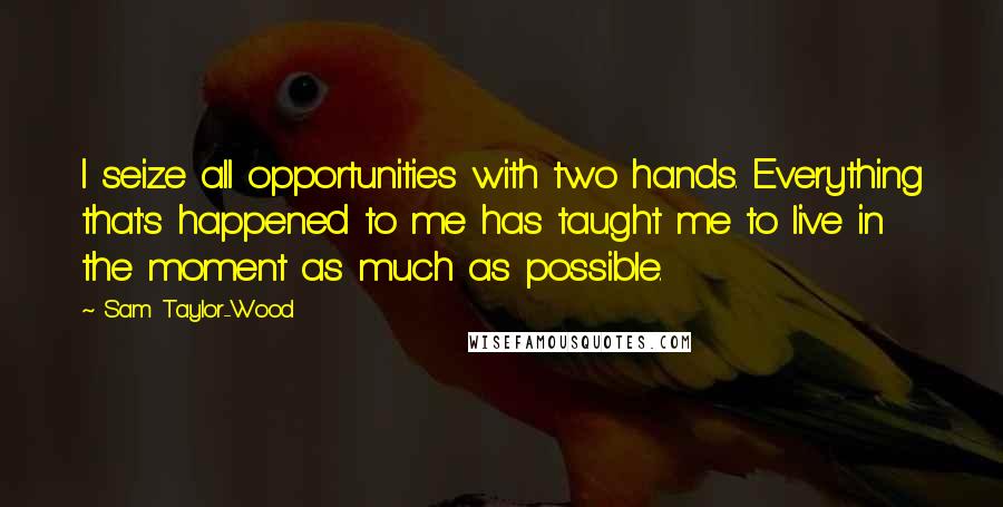 Sam Taylor-Wood Quotes: I seize all opportunities with two hands. Everything that's happened to me has taught me to live in the moment as much as possible.