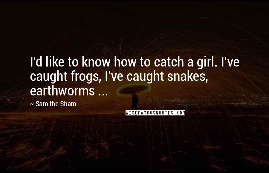 Sam The Sham Quotes: I'd like to know how to catch a girl. I've caught frogs, I've caught snakes, earthworms ...