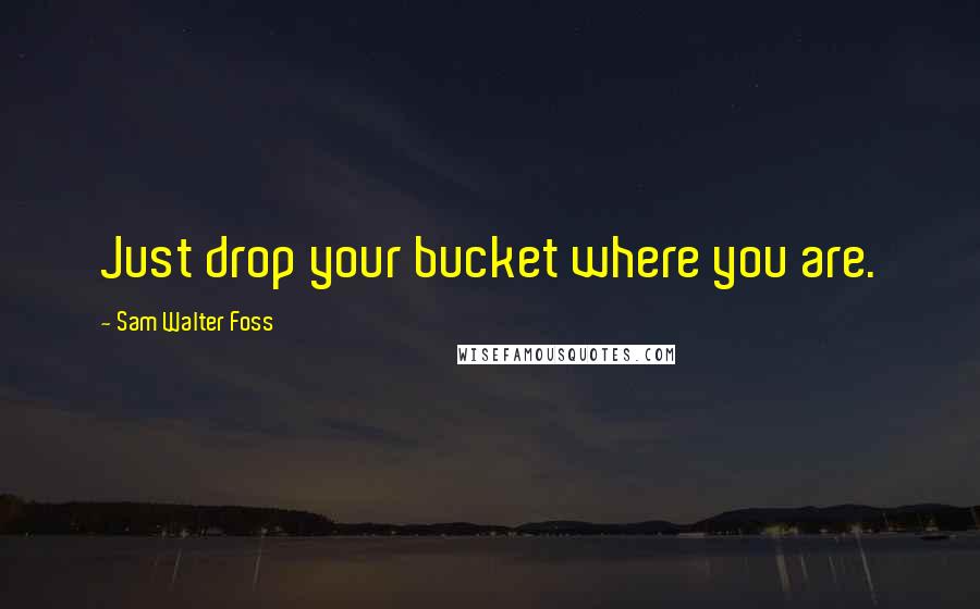 Sam Walter Foss Quotes: Just drop your bucket where you are.