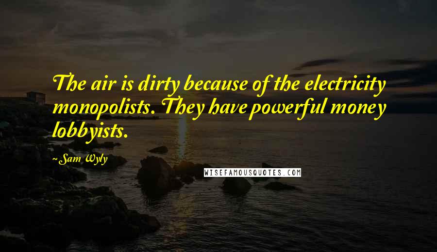 Sam Wyly Quotes: The air is dirty because of the electricity monopolists. They have powerful money lobbyists.