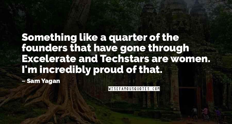 Sam Yagan Quotes: Something like a quarter of the founders that have gone through Excelerate and Techstars are women. I'm incredibly proud of that.