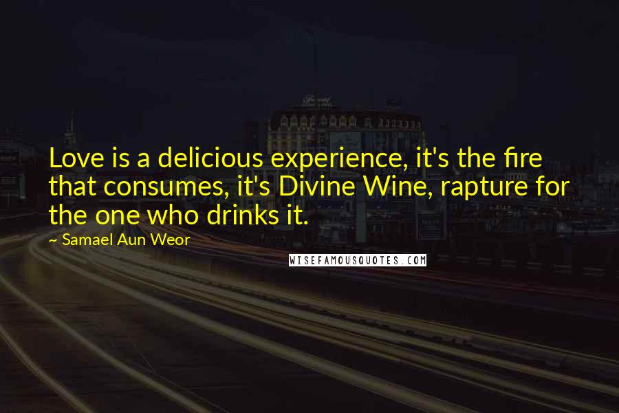 Samael Aun Weor Quotes: Love is a delicious experience, it's the fire that consumes, it's Divine Wine, rapture for the one who drinks it.