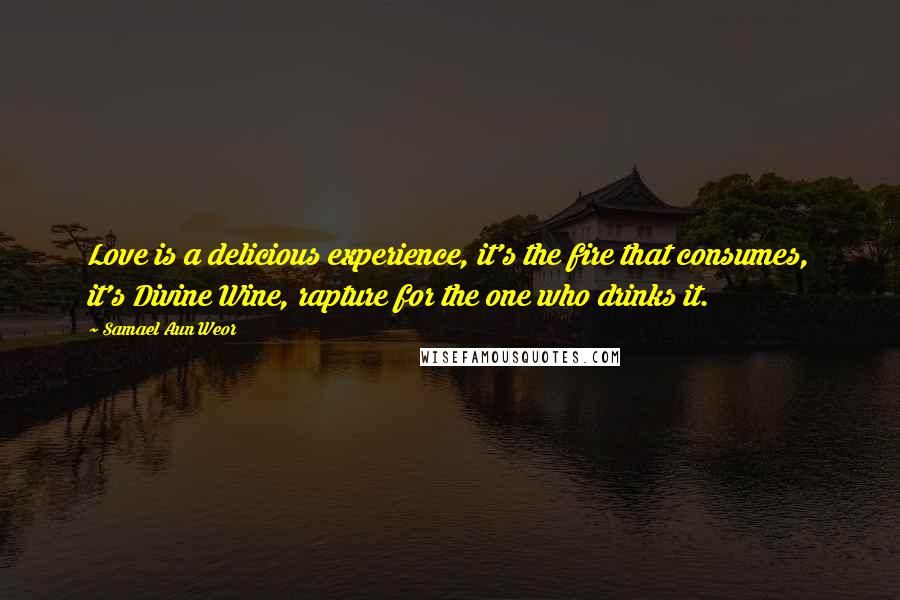 Samael Aun Weor Quotes: Love is a delicious experience, it's the fire that consumes, it's Divine Wine, rapture for the one who drinks it.