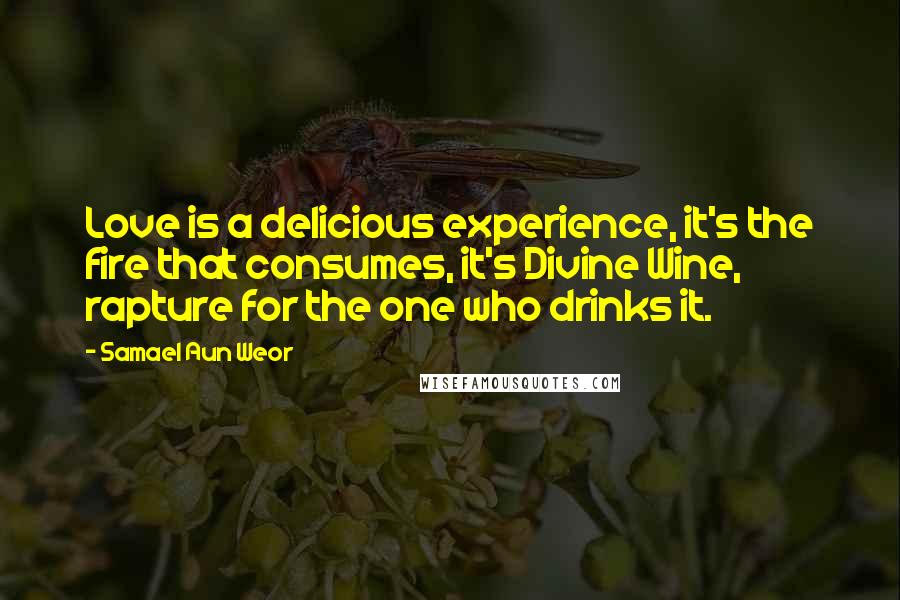 Samael Aun Weor Quotes: Love is a delicious experience, it's the fire that consumes, it's Divine Wine, rapture for the one who drinks it.