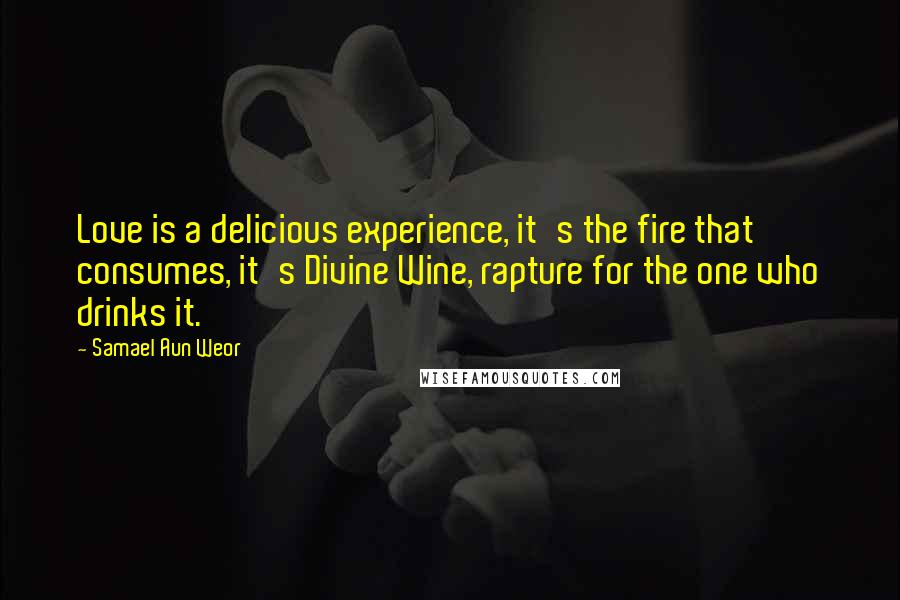 Samael Aun Weor Quotes: Love is a delicious experience, it's the fire that consumes, it's Divine Wine, rapture for the one who drinks it.